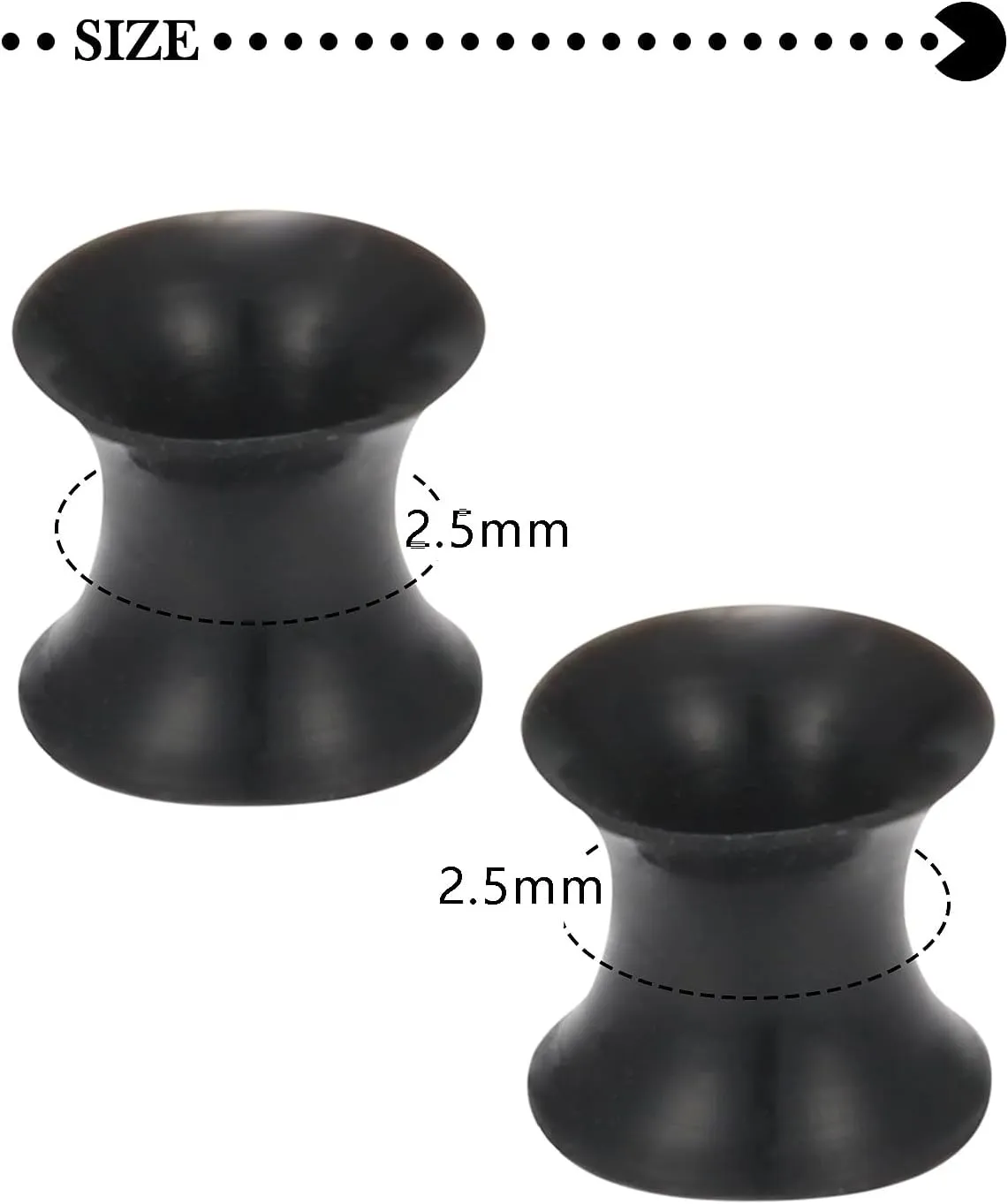10G-50mm Black Silicone Gauges for Ear Tunnels Rubber Plugs Gauges Double Flared Flexible Tunnel Earrings for Women Men