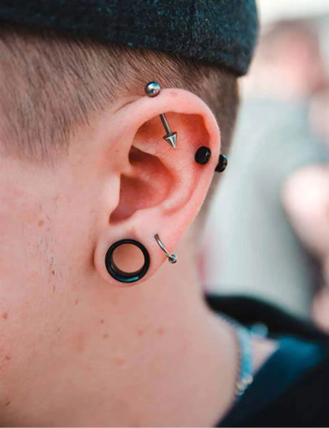 10G-50mm Black Silicone Gauges for Ear Tunnels Rubber Plugs Gauges Double Flared Flexible Tunnel Earrings for Women Men