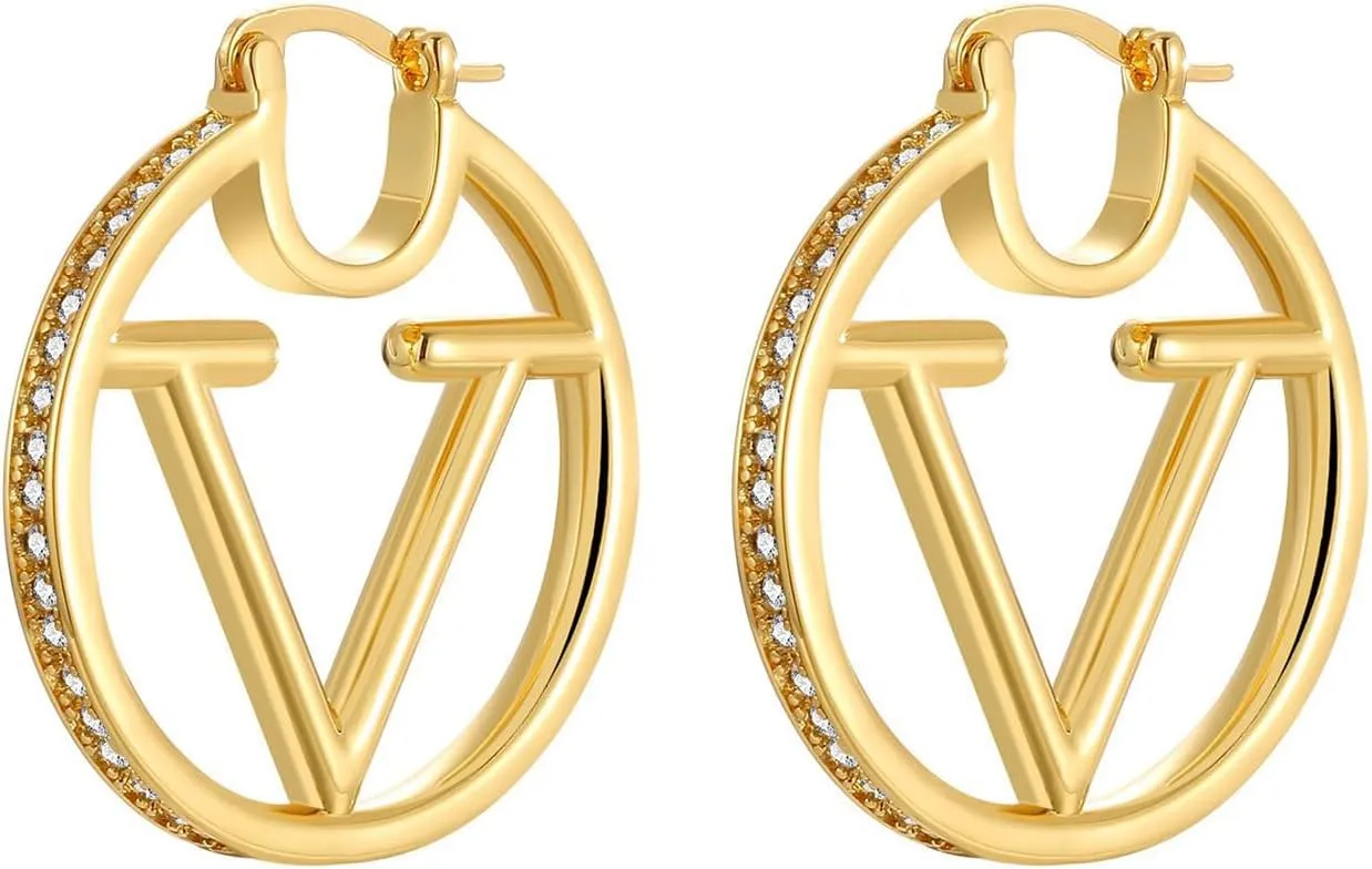 18K Gold Luxury Letter Earrings for Women and Sisters | Valentines, Birthday Gifts, Elegant Accessories for Any Occasion