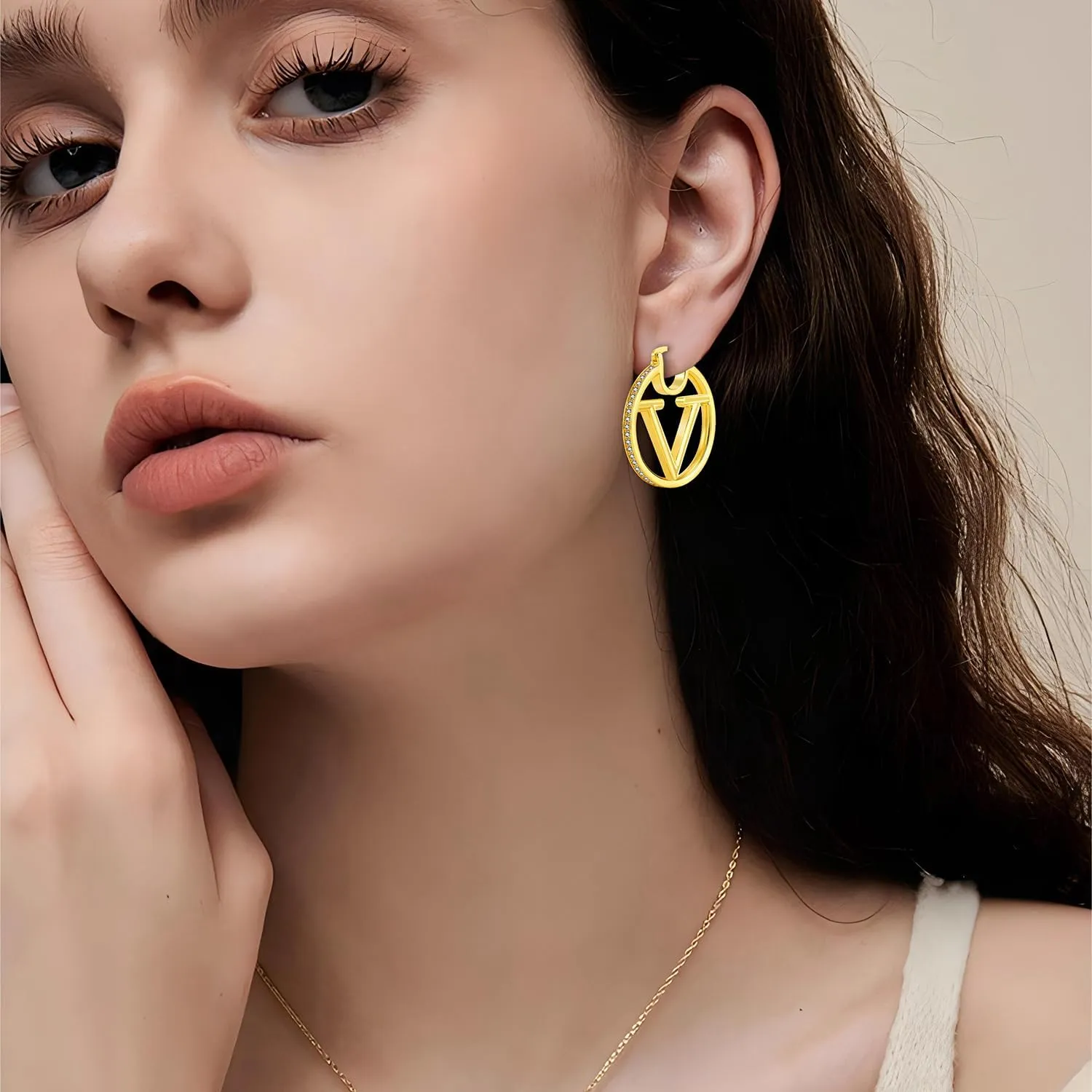 18K Gold Luxury Letter Earrings for Women and Sisters | Valentines, Birthday Gifts, Elegant Accessories for Any Occasion