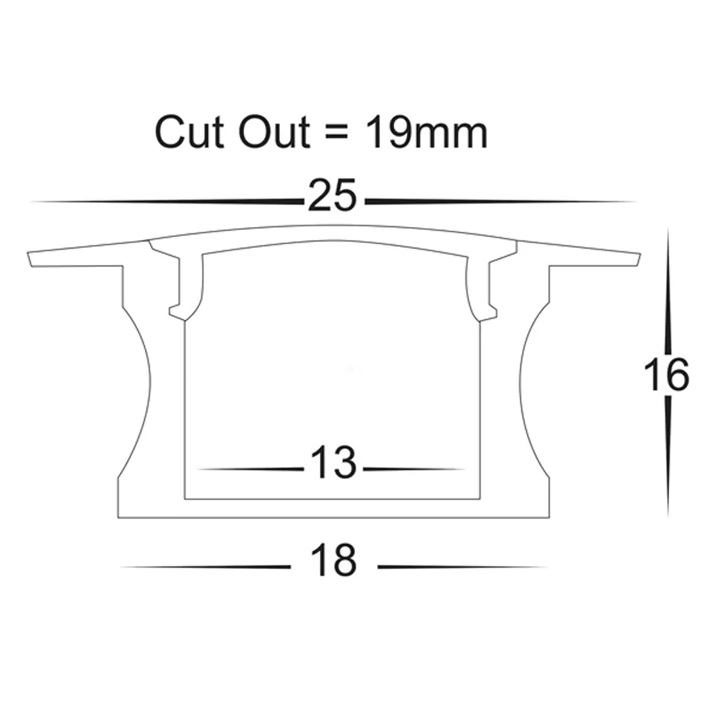 25mm x 16mm White Deep Square Winged Aluminium LED Profile Havit Lighting - HV9695-2515-WHT