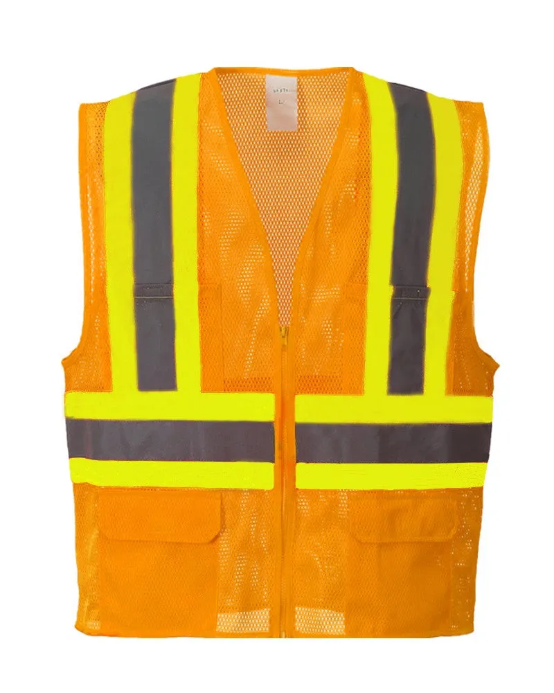 (3/Case) Class 2 Portwest Orange Tulsa Contrast Hi-Vis Vest