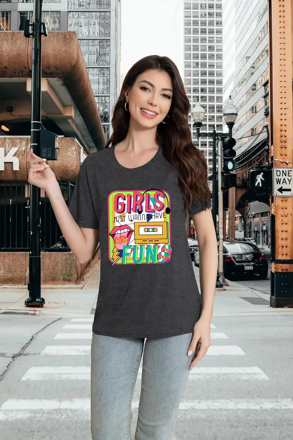 80s Shirt for Women Retro Vintage 80s' Party Tshirt Girls Just Wanna Have Fun Tee Tops
