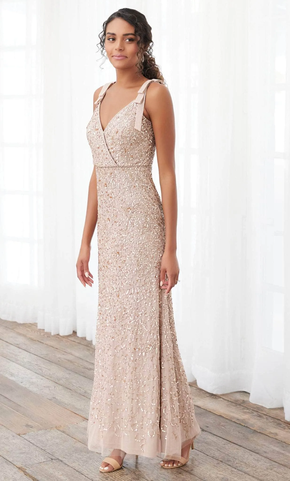 Adrianna Papell Platinum 40397 - Sleeveless Faux Wrap Long Dress