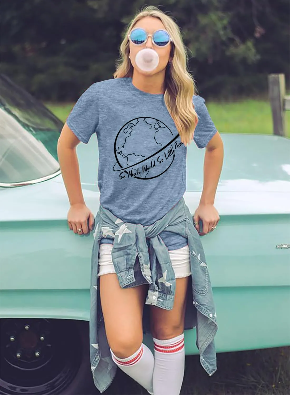 Airplane Mode Shirt Women Love Heart Graphic Tees Adventure Letter Print Short Sleeve Travel Shirts Casual Outdoor Tops