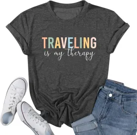 Airplane Mode Shirt Women Love Heart Graphic Tees Adventure Letter Print Short Sleeve Travel Shirts Casual Outdoor Tops