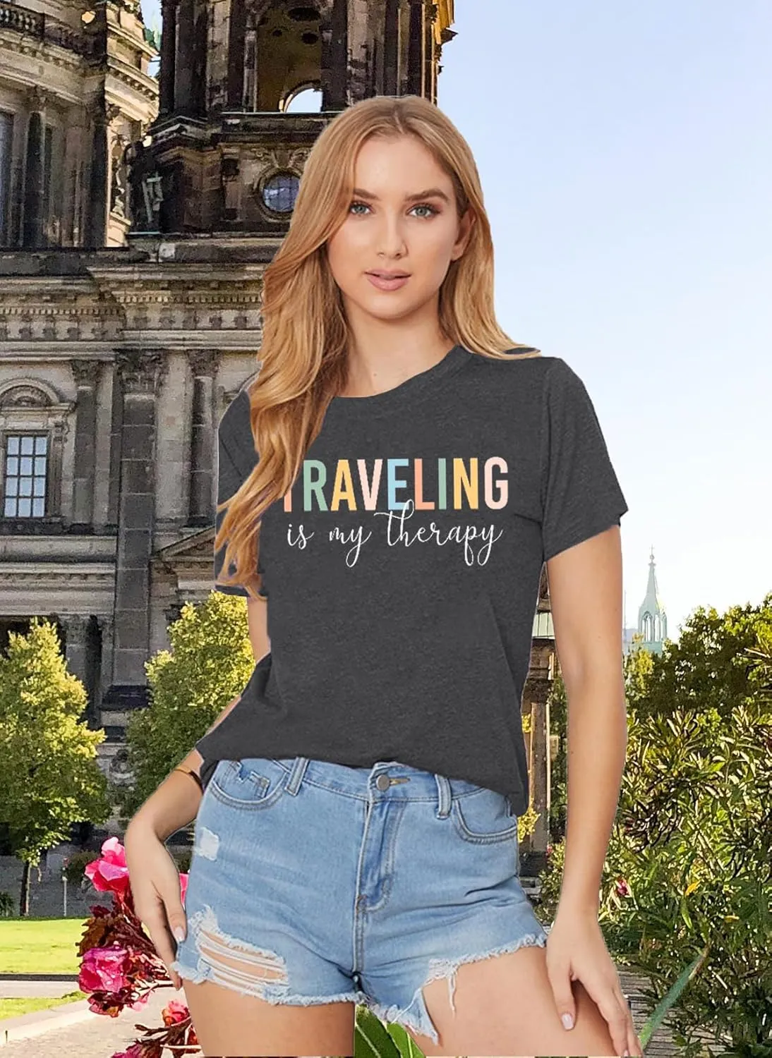 Airplane Mode Shirt Women Love Heart Graphic Tees Adventure Letter Print Short Sleeve Travel Shirts Casual Outdoor Tops