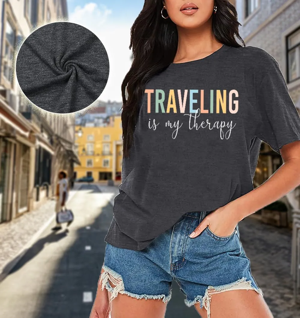 Airplane Mode Shirt Women Love Heart Graphic Tees Adventure Letter Print Short Sleeve Travel Shirts Casual Outdoor Tops