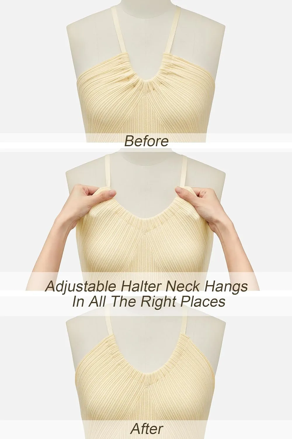 Arach&Cloz Women's Summer Dress 2025 Halter V Neck Sleeveless Ribbed Knit Casual Beach Vacation Outfits Midi Sundress