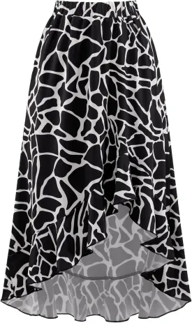 Aupuls Summer High Low Boho Skirts for Women Floral Beach Vacation Midi Skirt Casual