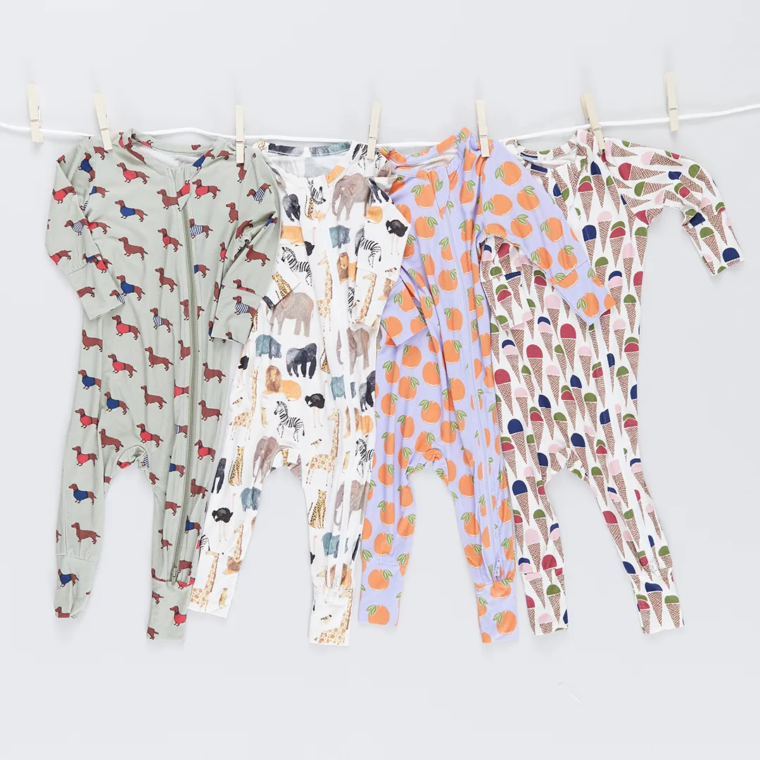 Baby Bamboo Romper - Lavender Oranges
