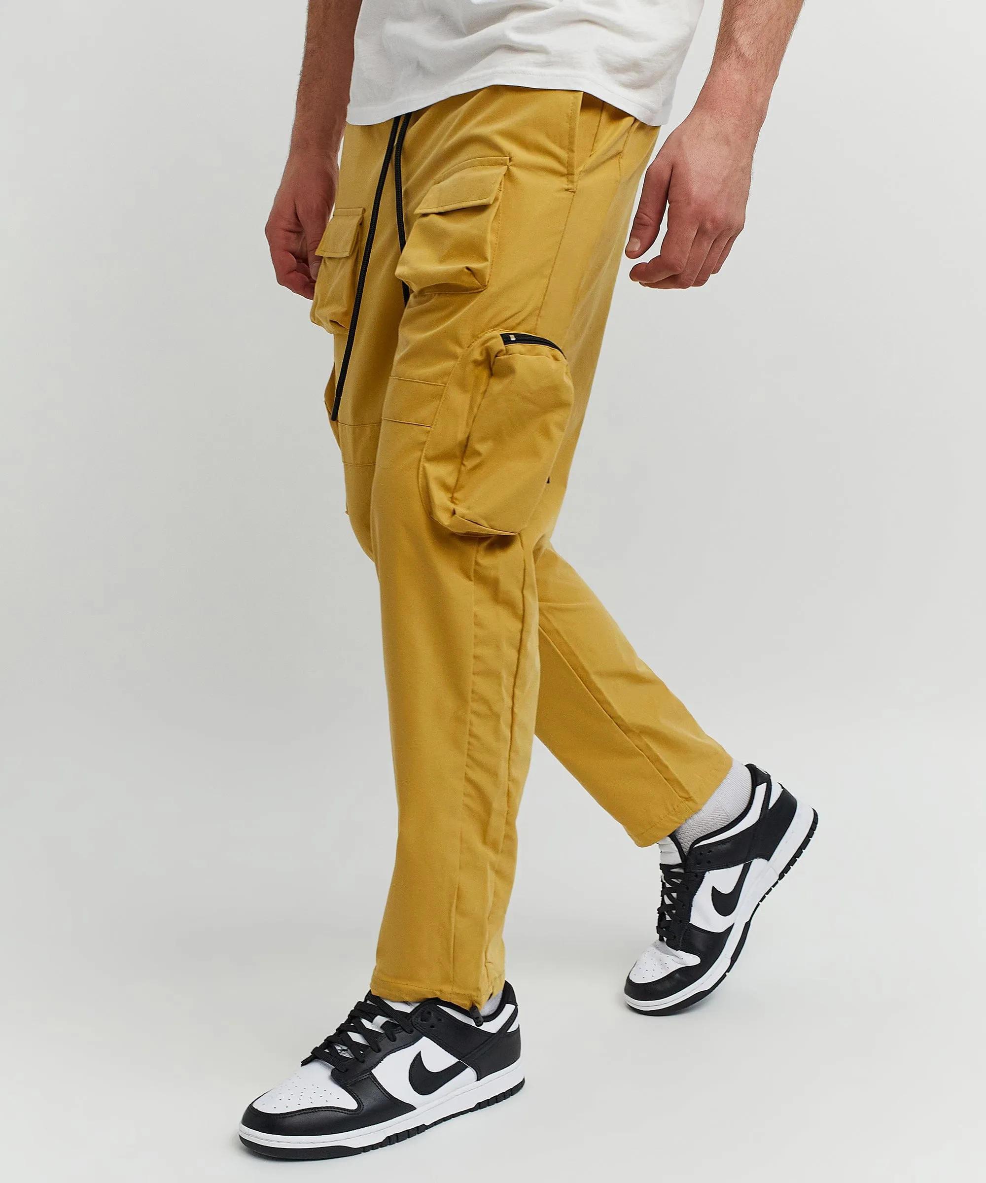 Mens Tan Bader Cotton Twill Color Block Utility Joggers - Stylish and Functional Casual Wear