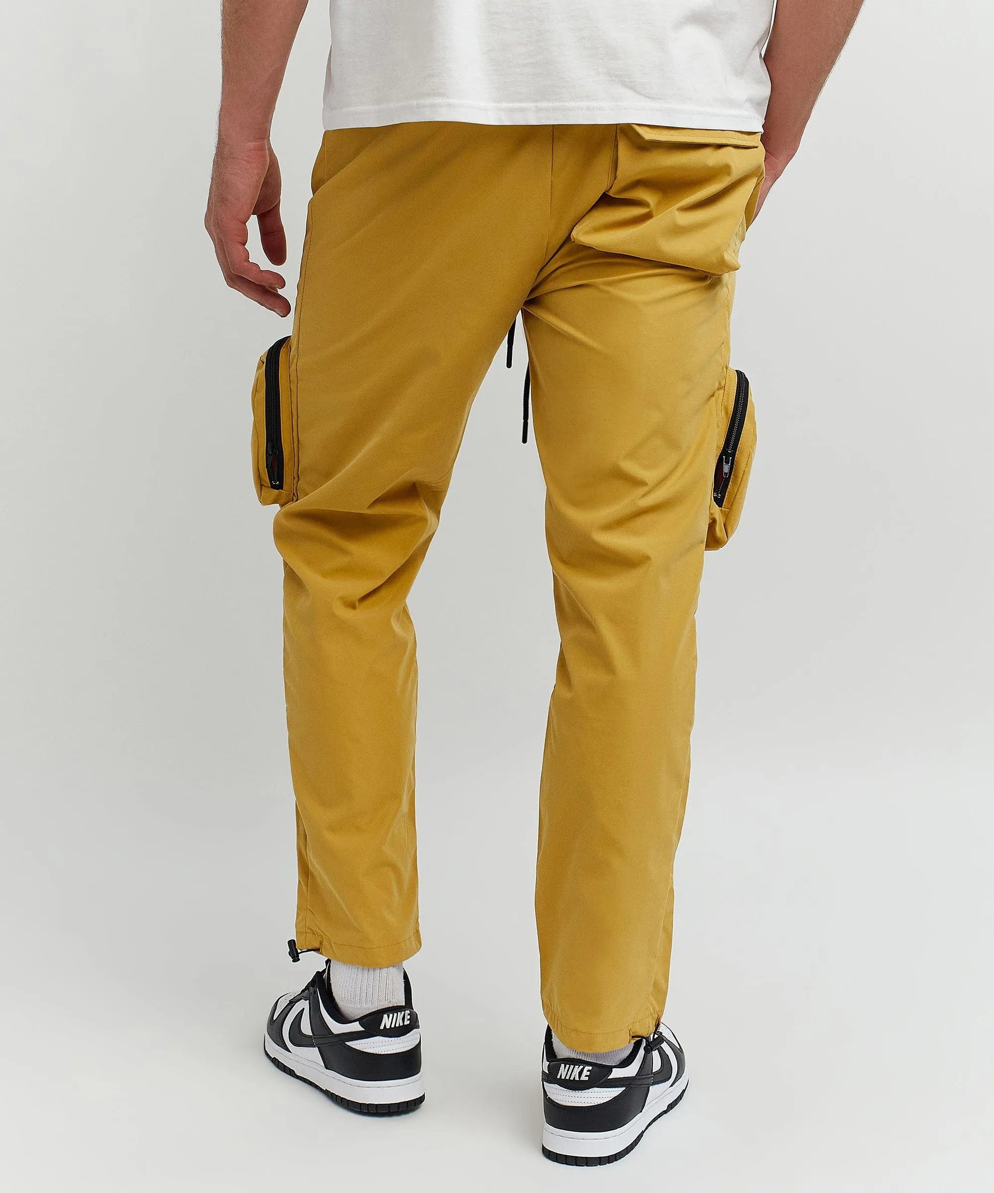 Mens Tan Bader Cotton Twill Color Block Utility Joggers - Stylish and Functional Casual Wear