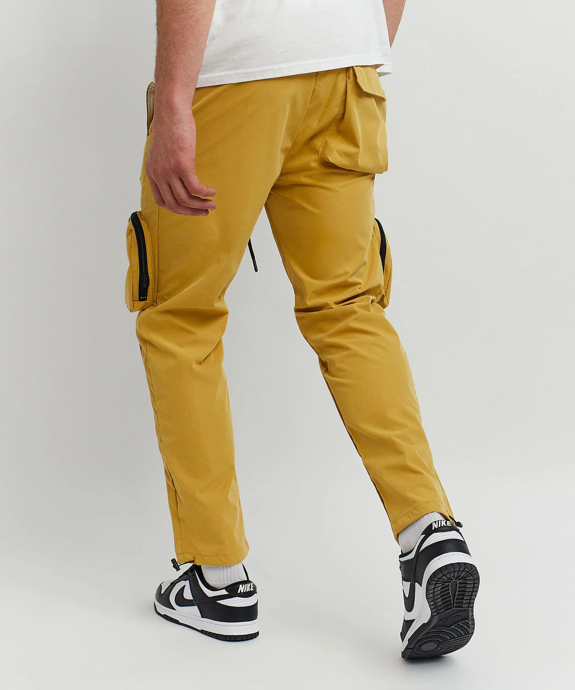 Mens Tan Bader Cotton Twill Color Block Utility Joggers - Stylish and Functional Casual Wear