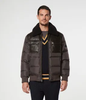 Beaumont Fabric Blocked Bomber With Faux Sherpa