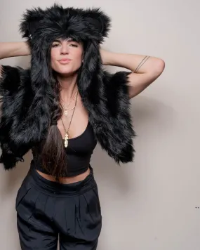 Classic Black Bear Faux Fur Shawl for Women