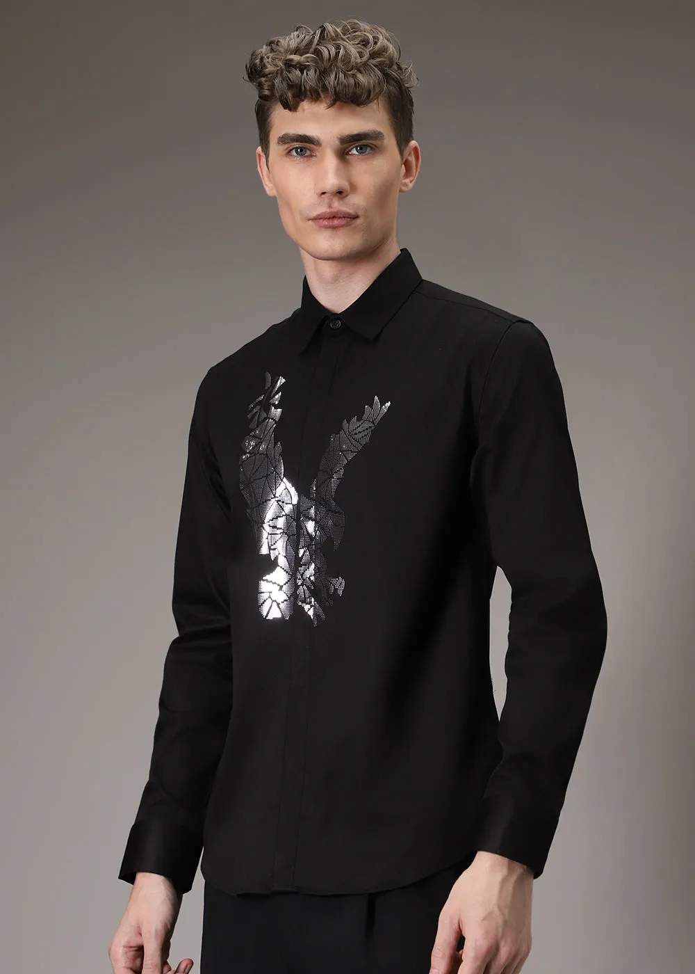Sequined Black Soaring Eagle Shirt