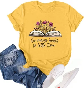 Book Lovers Women's Funny Wildflowers Reading Shirt - Cute Book Lover Bookworm Teacher Short Sleeve Tee