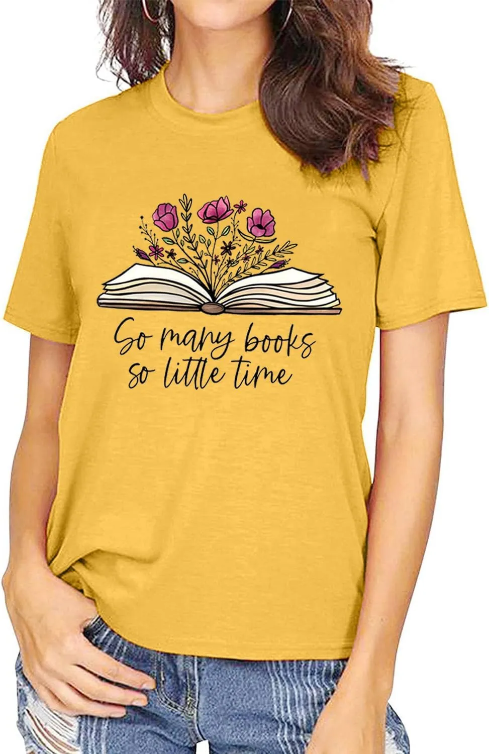 Book Lovers Women's Funny Wildflowers Reading Shirt - Cute Book Lover Bookworm Teacher Short Sleeve Tee