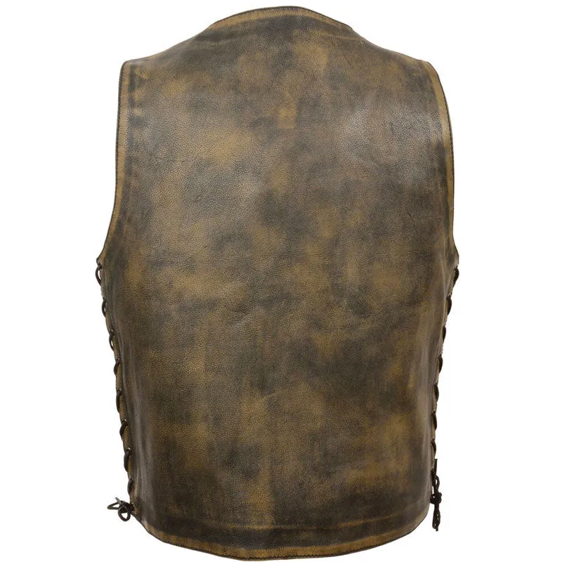 BROWN DISTRESSED 10 POCKET VEST