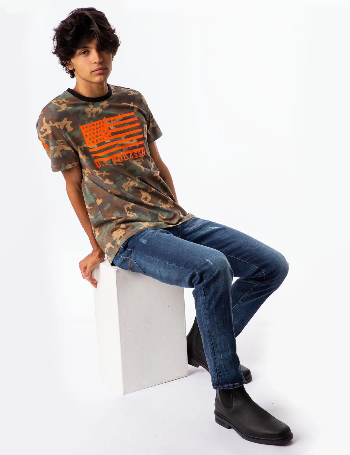 CAMO FLAG CREW NECK T-SHIRT