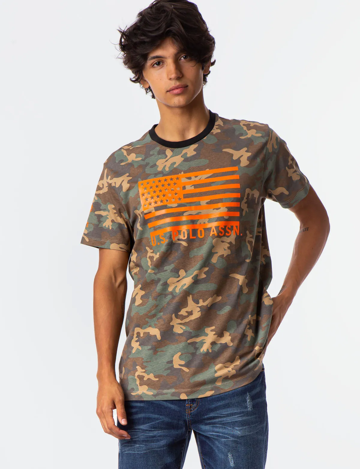 CAMO FLAG CREW NECK T-SHIRT