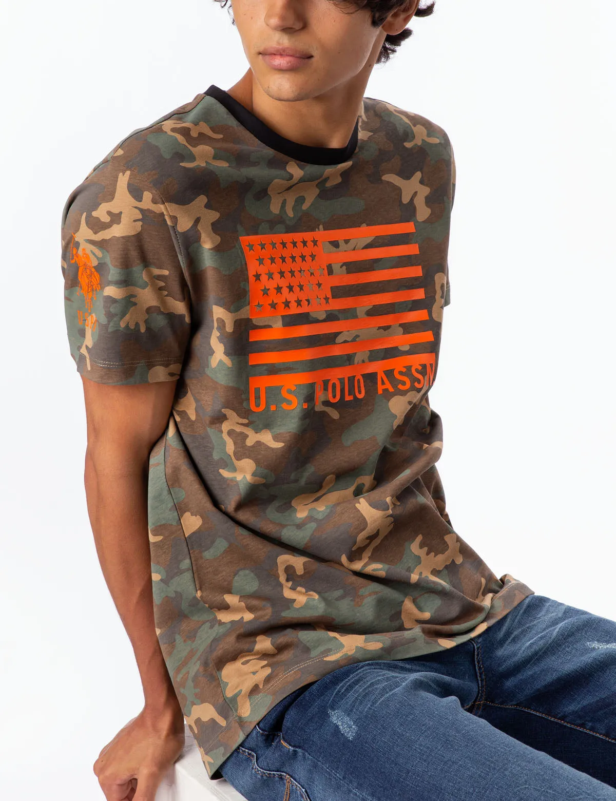 CAMO FLAG CREW NECK T-SHIRT