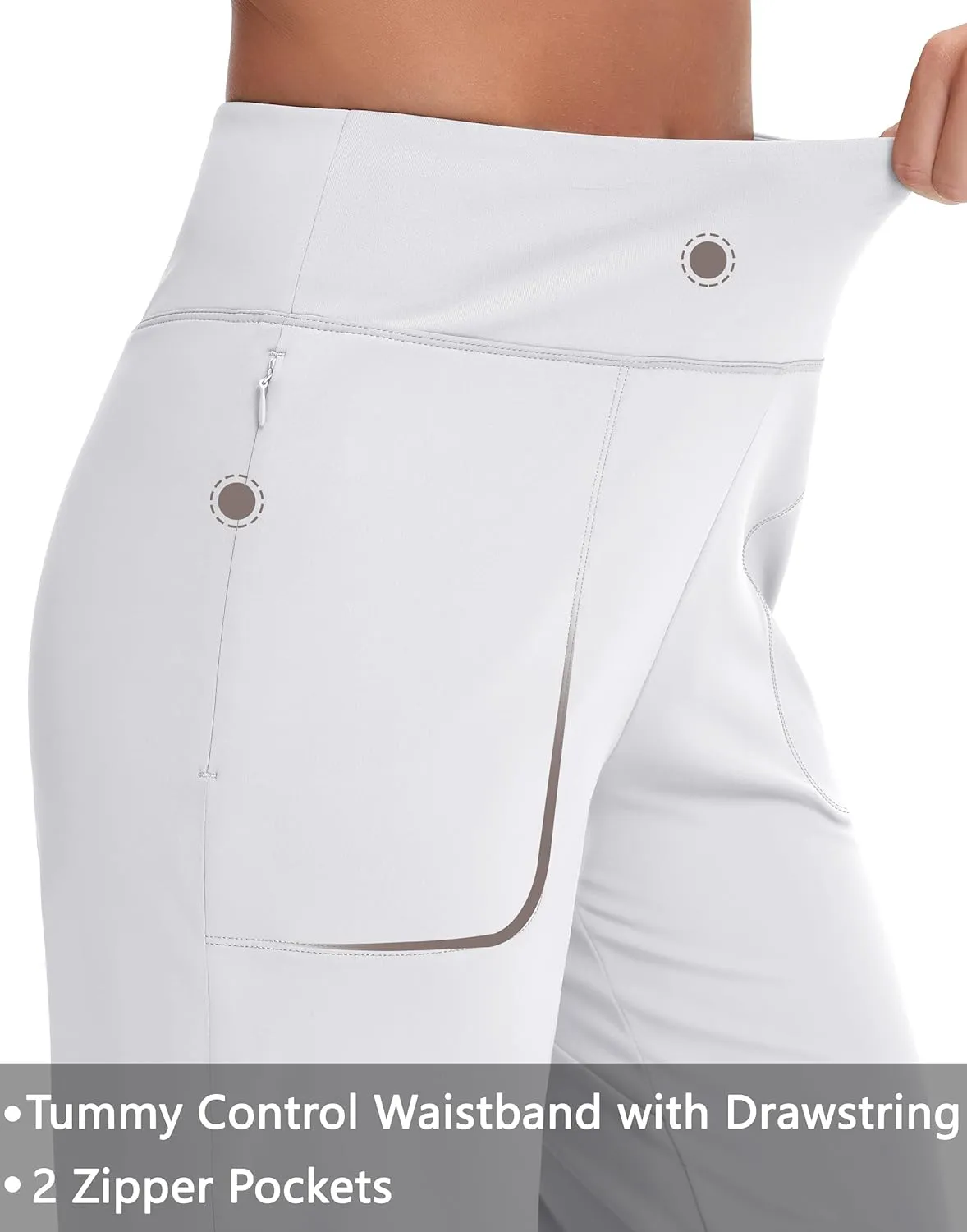 Capri Pants for Women - Cropped Wide Leg Yoga Pant with Zipper Pockets Tummy Control Loose Casual Summer