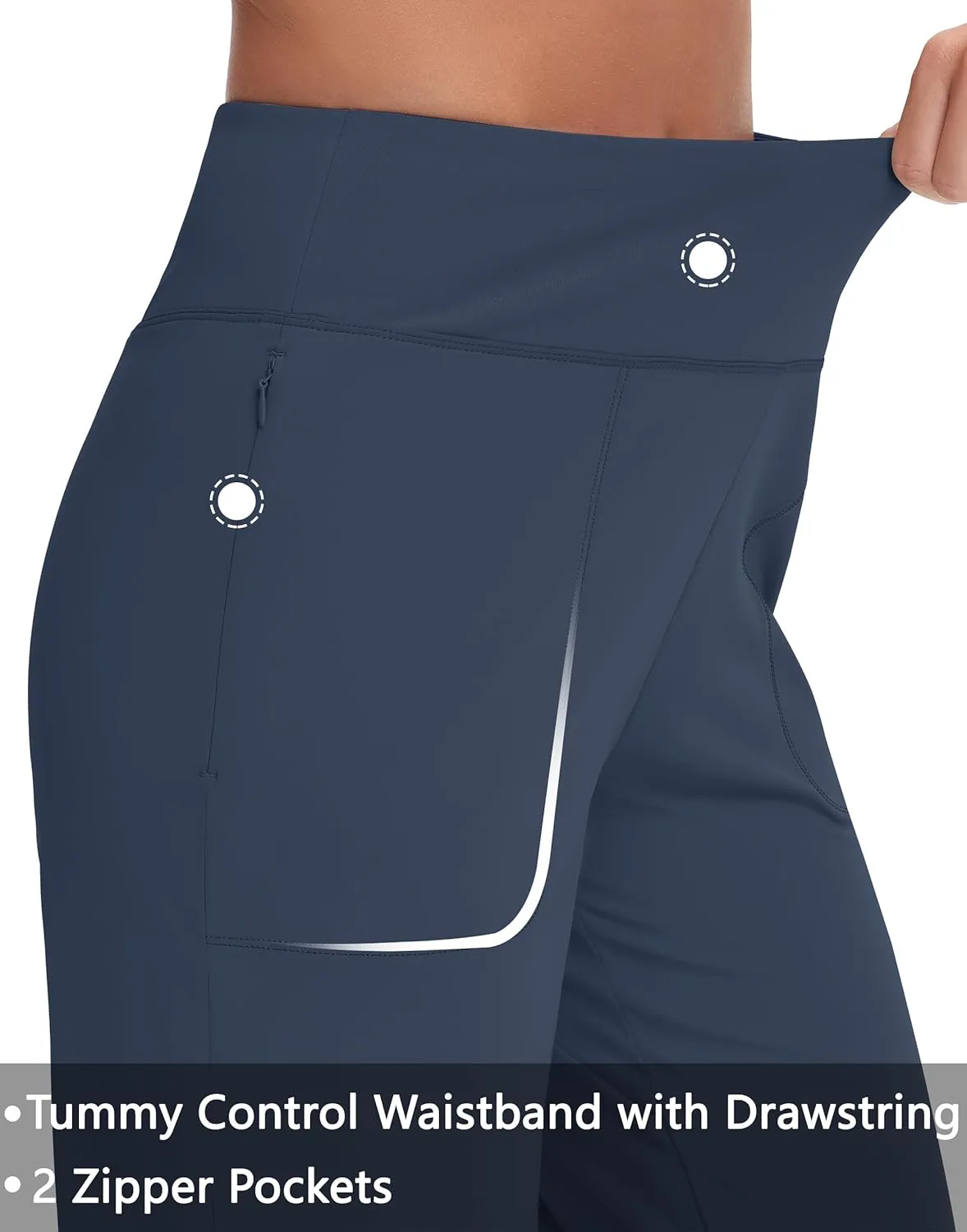 Capri Pants for Women - Cropped Wide Leg Yoga Pant with Zipper Pockets Tummy Control Loose Casual Summer