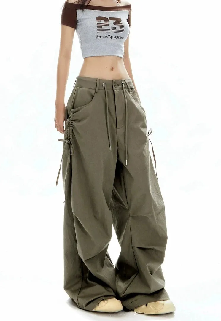 Cargo Jogger Pants with Side Pockets and Drawstrings