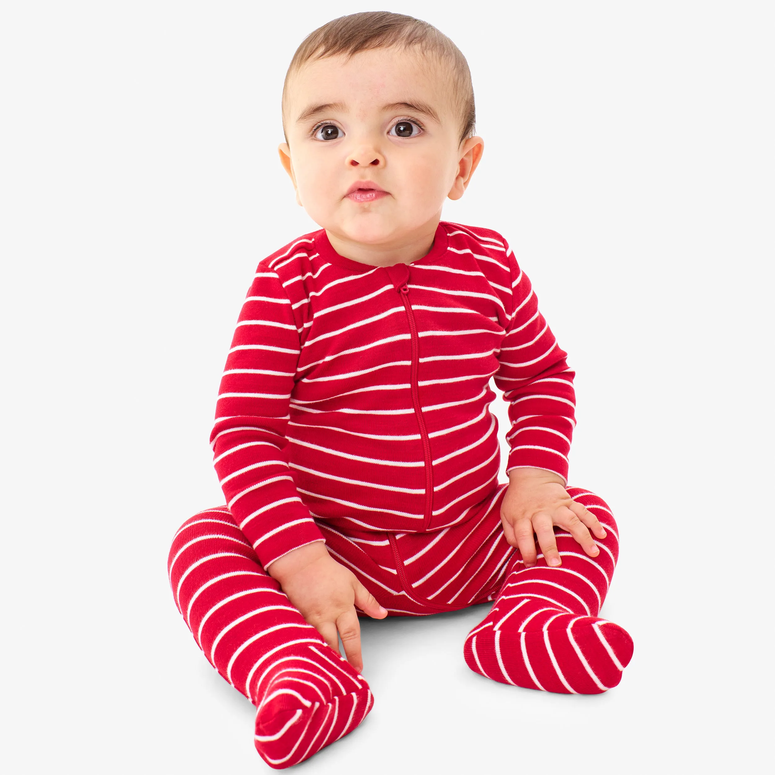 Clearance baby organic zip footie in stripe