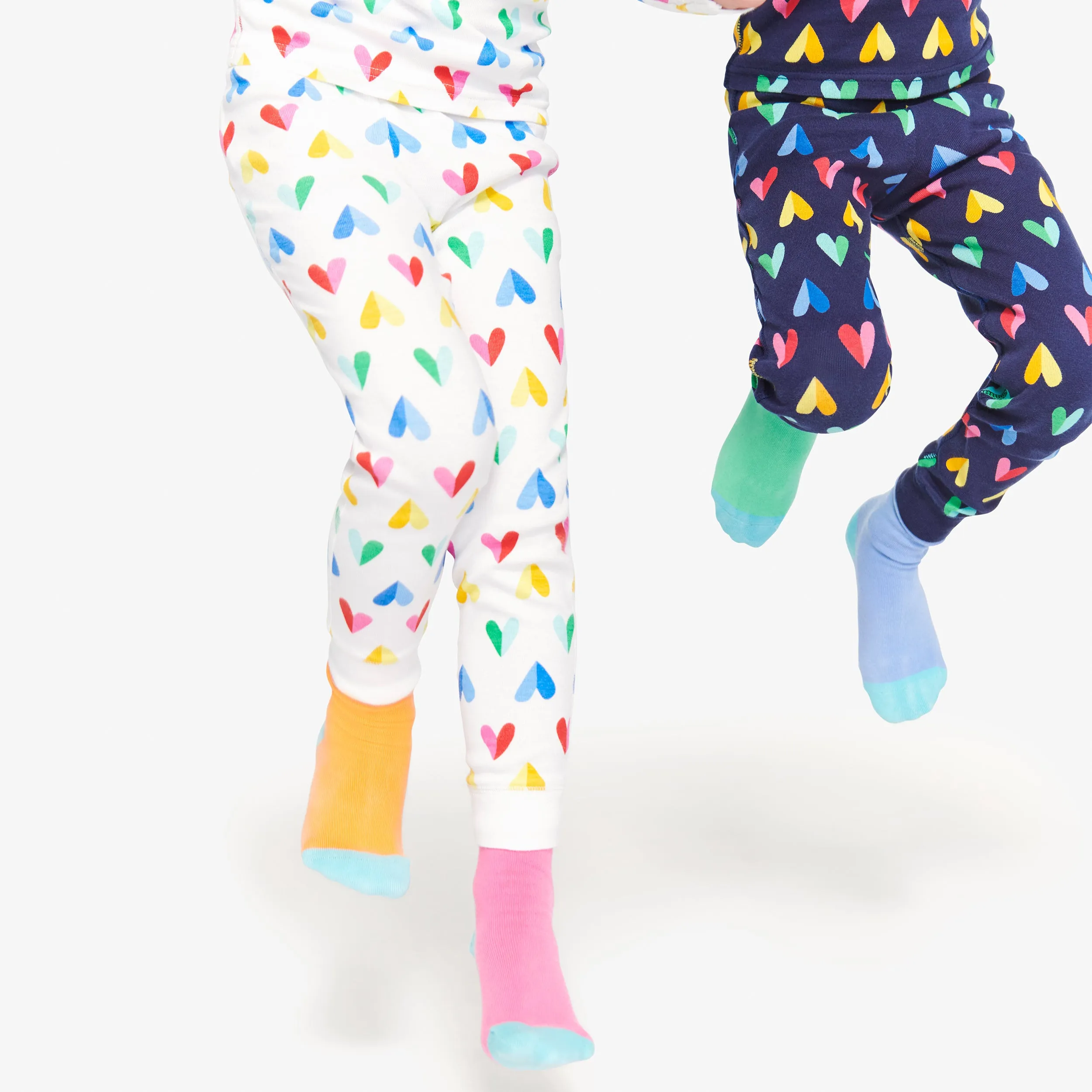 Clearance kids organic pj pant in rainbow paper heart