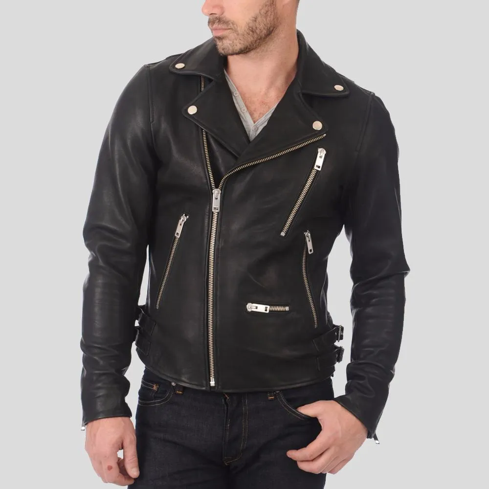 Coby Black Biker Leather Jacket
