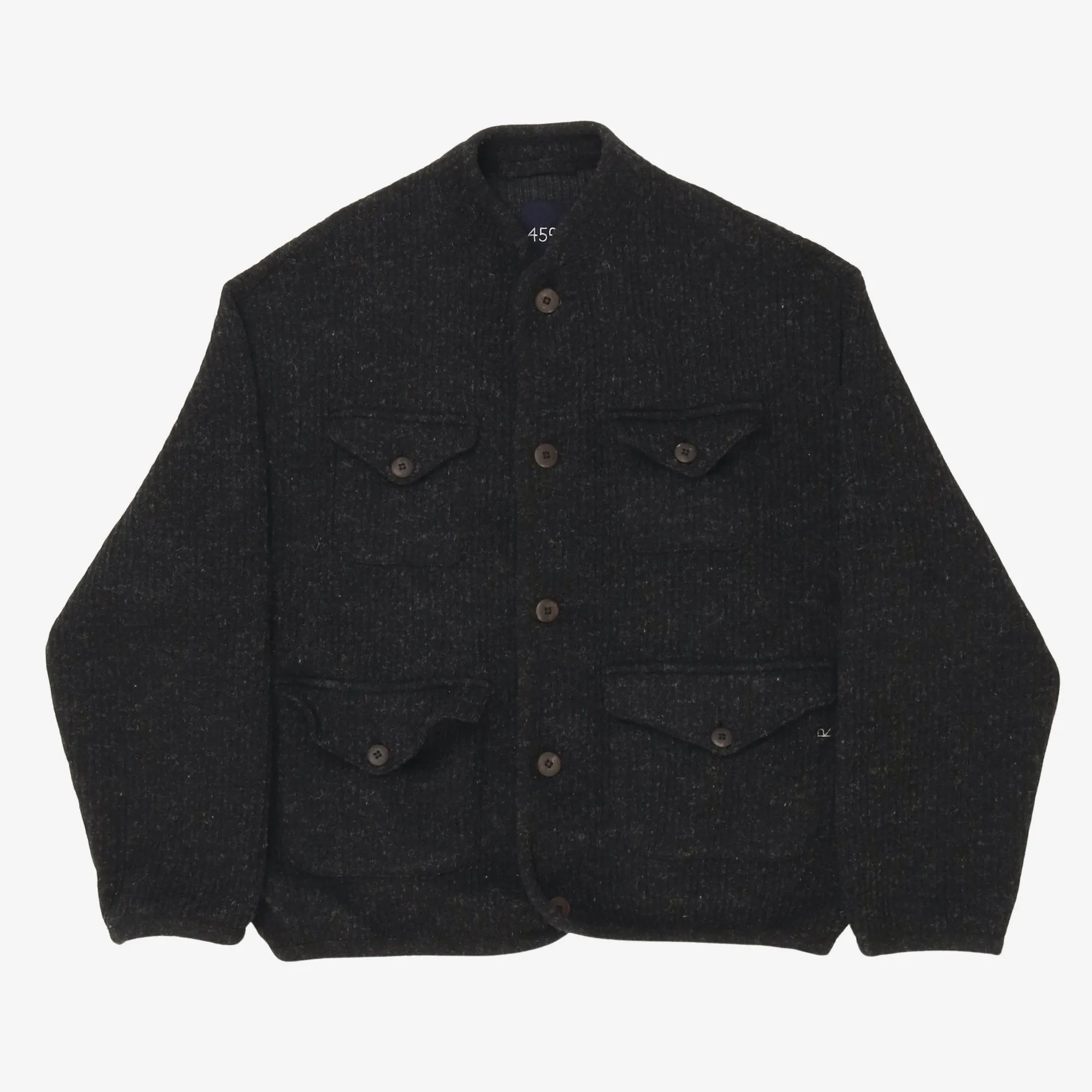 Collarless Wool Jacket