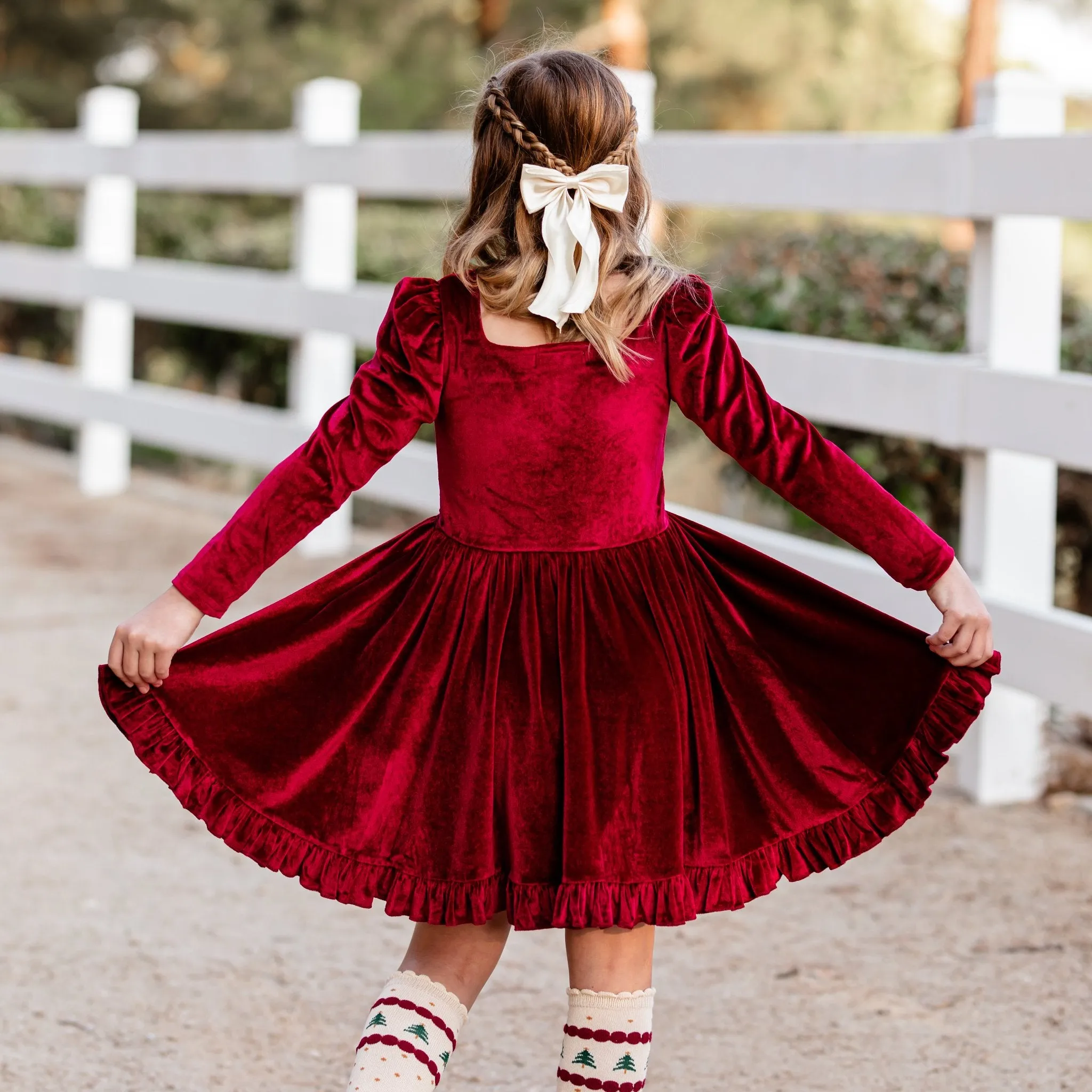 Chic Crimson VelvetMod Twirl Dress with Flattering Fit and Twirl-Ready Skirt