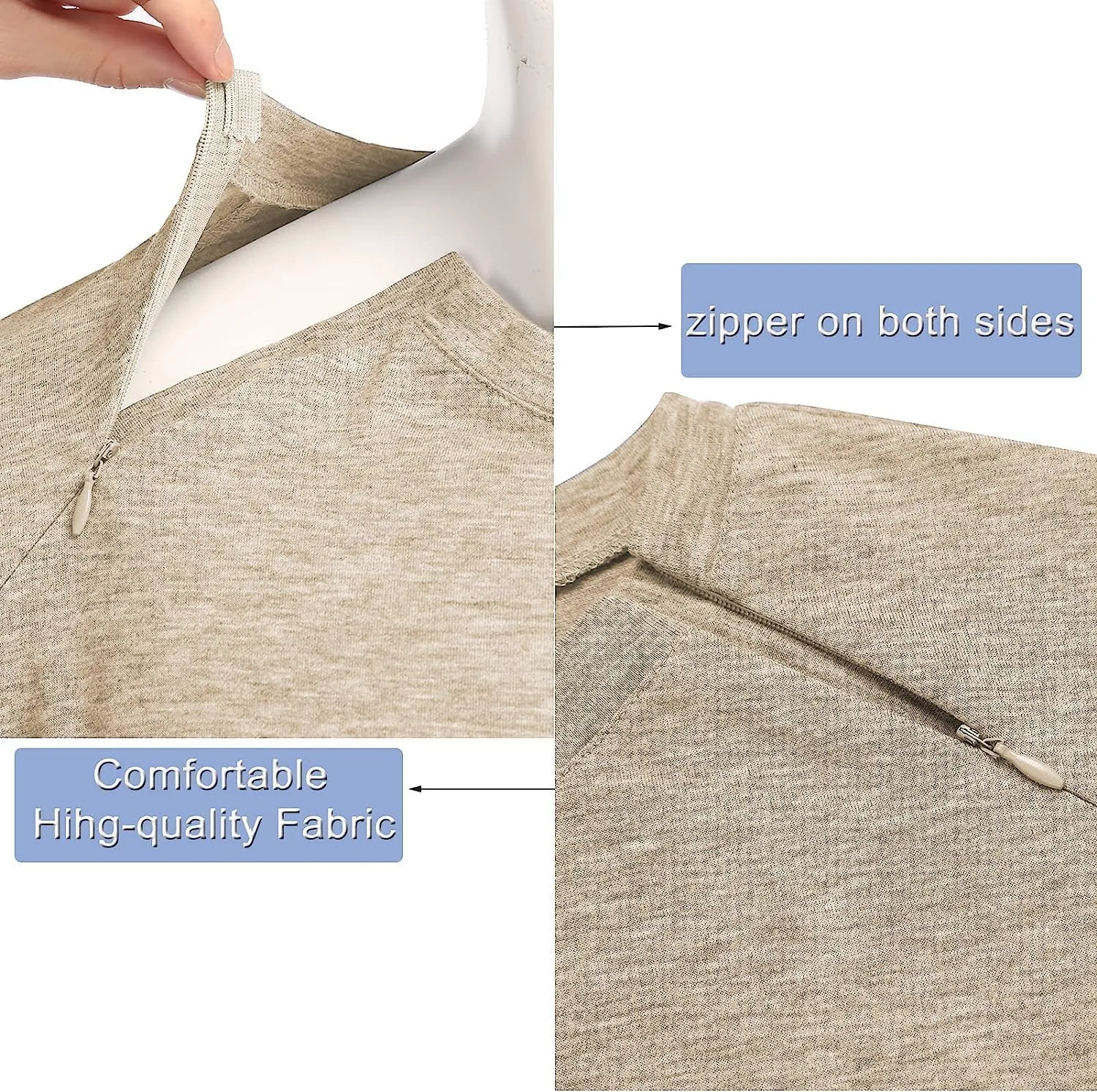 Deyeek Unisex Chemo Port Shirts Post Shoulder Surgery Recovery Shirts Tear Away Side Zippers Off Full Open Chemo Clothing