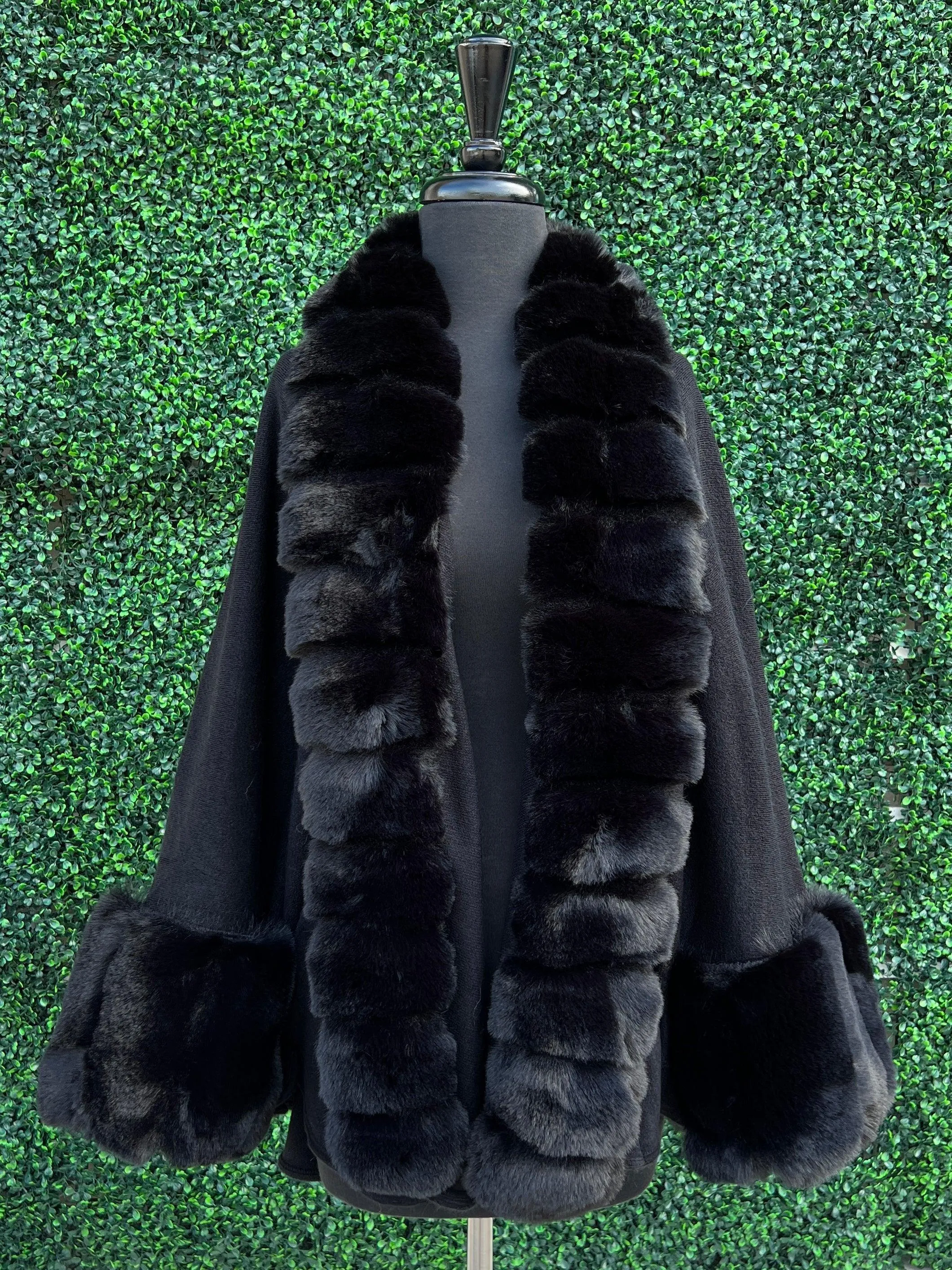 Faux Fur Cuffed Shawl