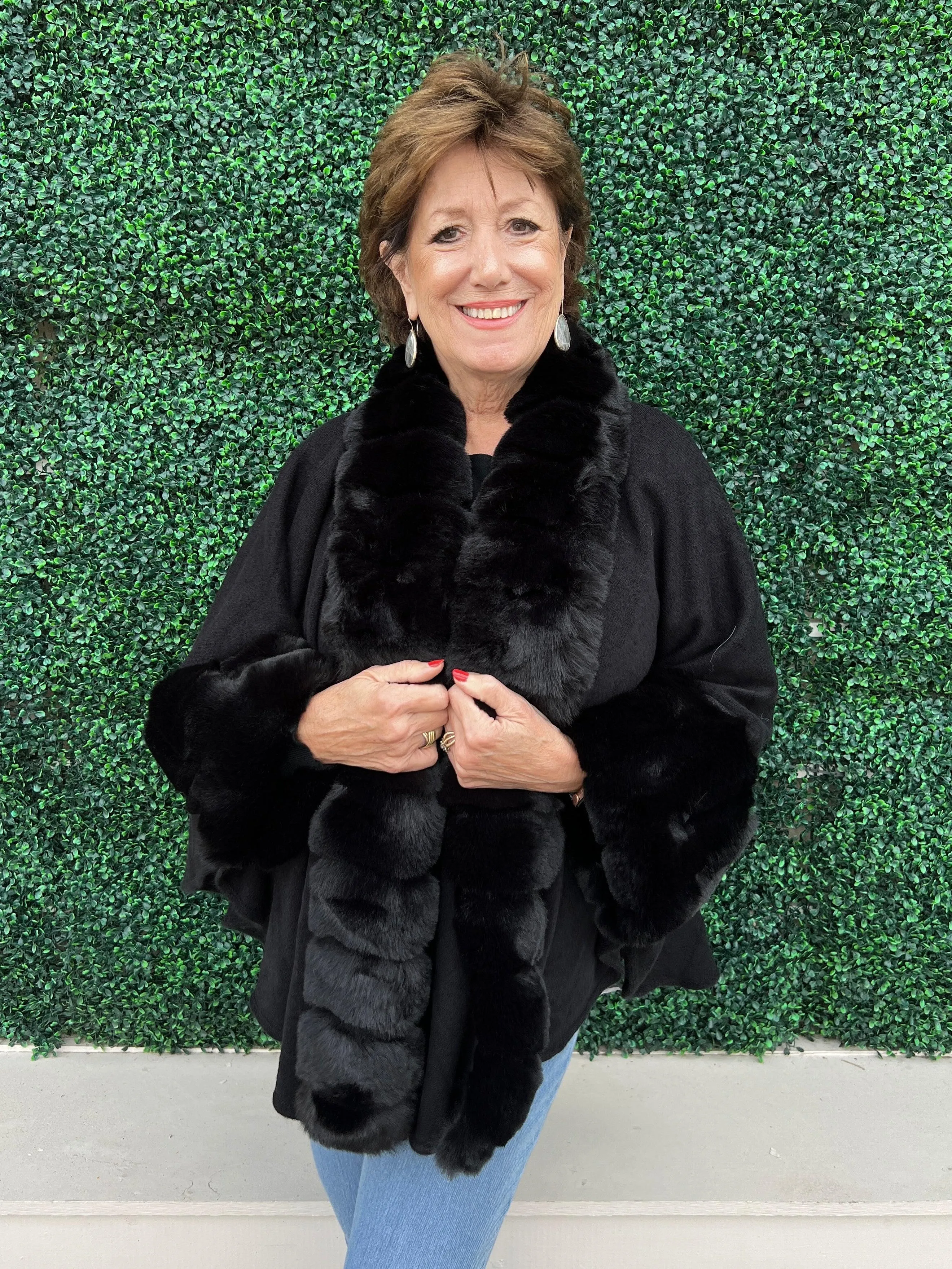 Faux Fur Cuffed Shawl