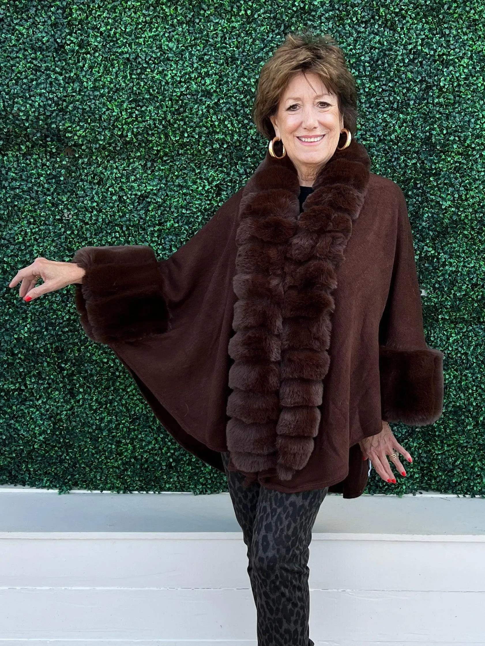 Faux Fur Cuffed Shawl