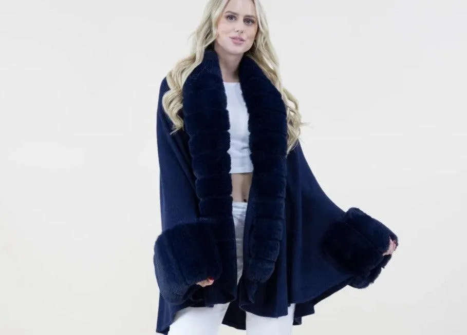 Faux Fur Cuffed Shawl