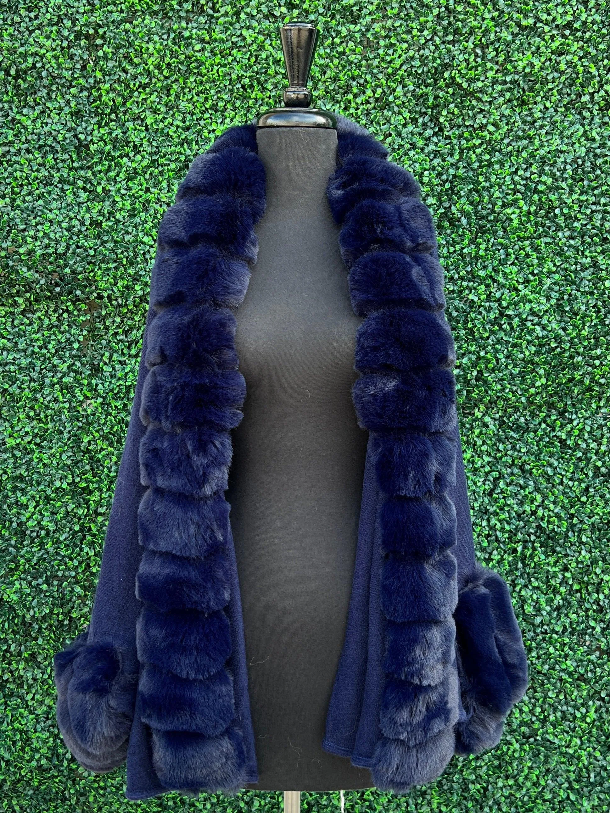 Faux Fur Cuffed Shawl