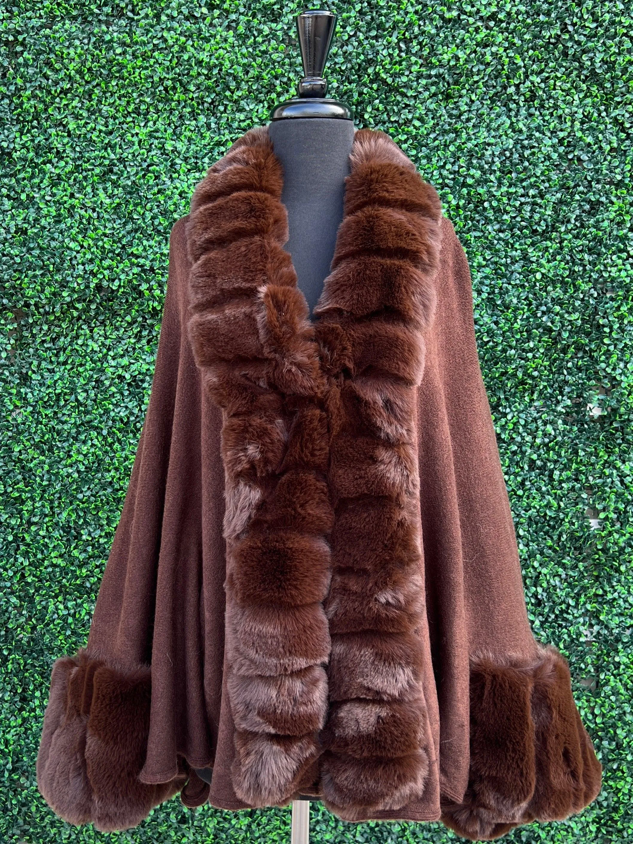 Faux Fur Cuffed Shawl