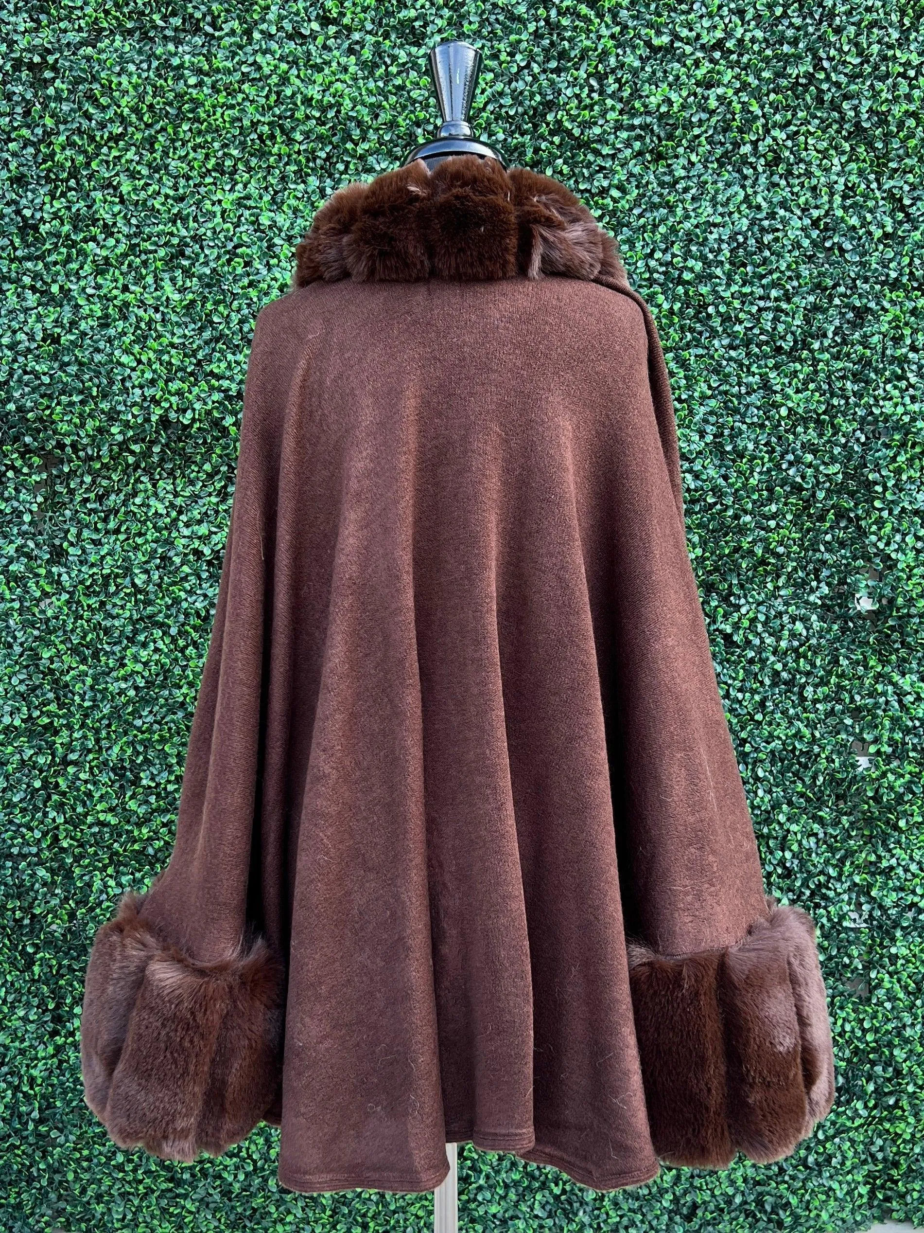 Faux Fur Cuffed Shawl