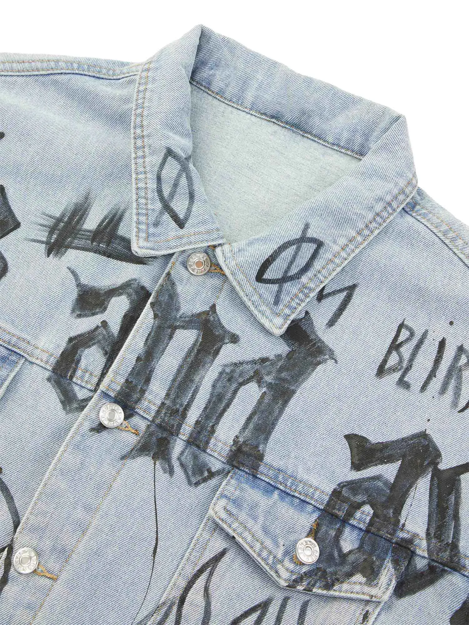 High Street Graffiti Hand Painted Washed Denim Jacket - 1996