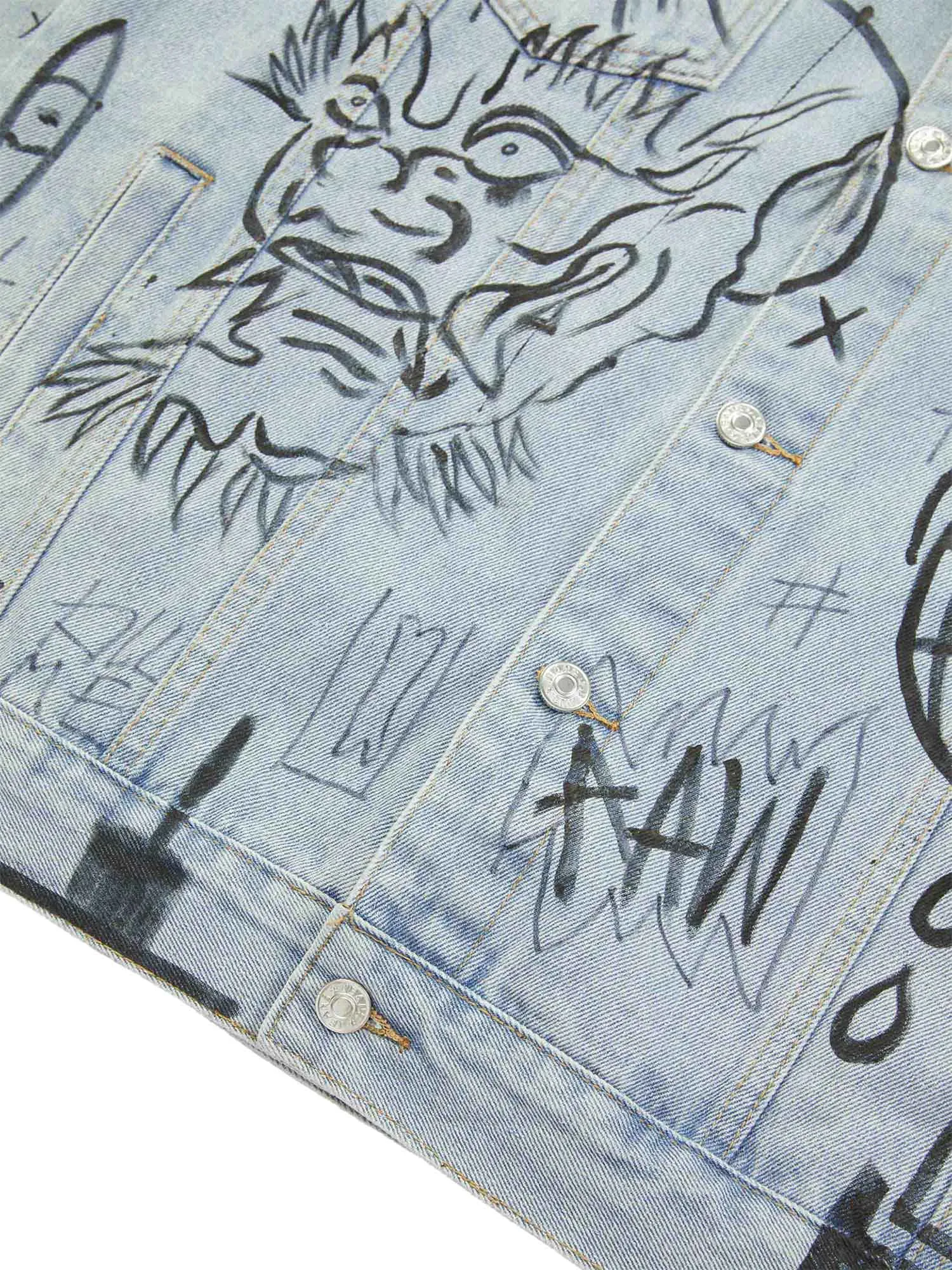 High Street Graffiti Hand Painted Washed Denim Jacket - 1996