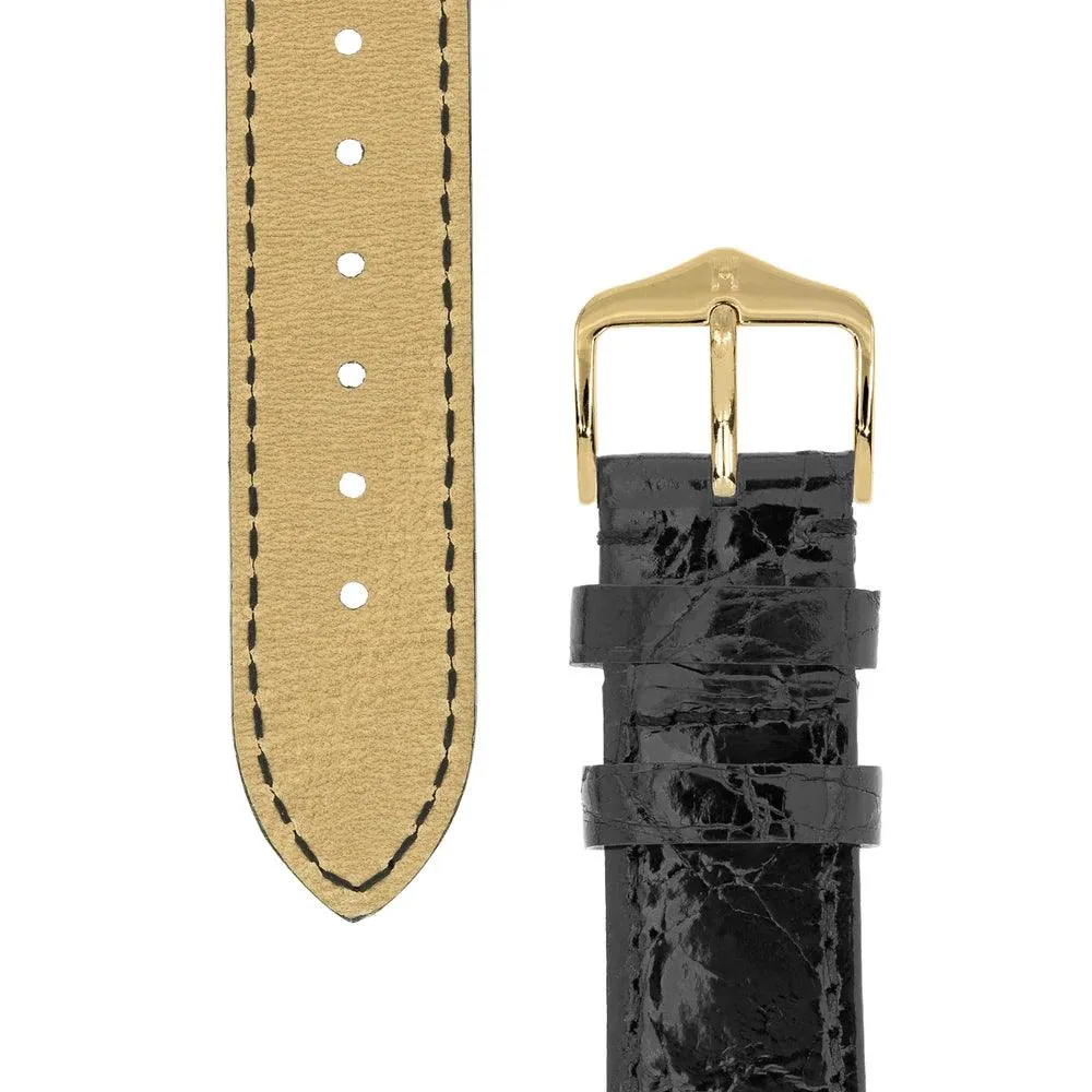 Hirsch GENUINE CROCO Leather Watch Strap (Gold Buckle)