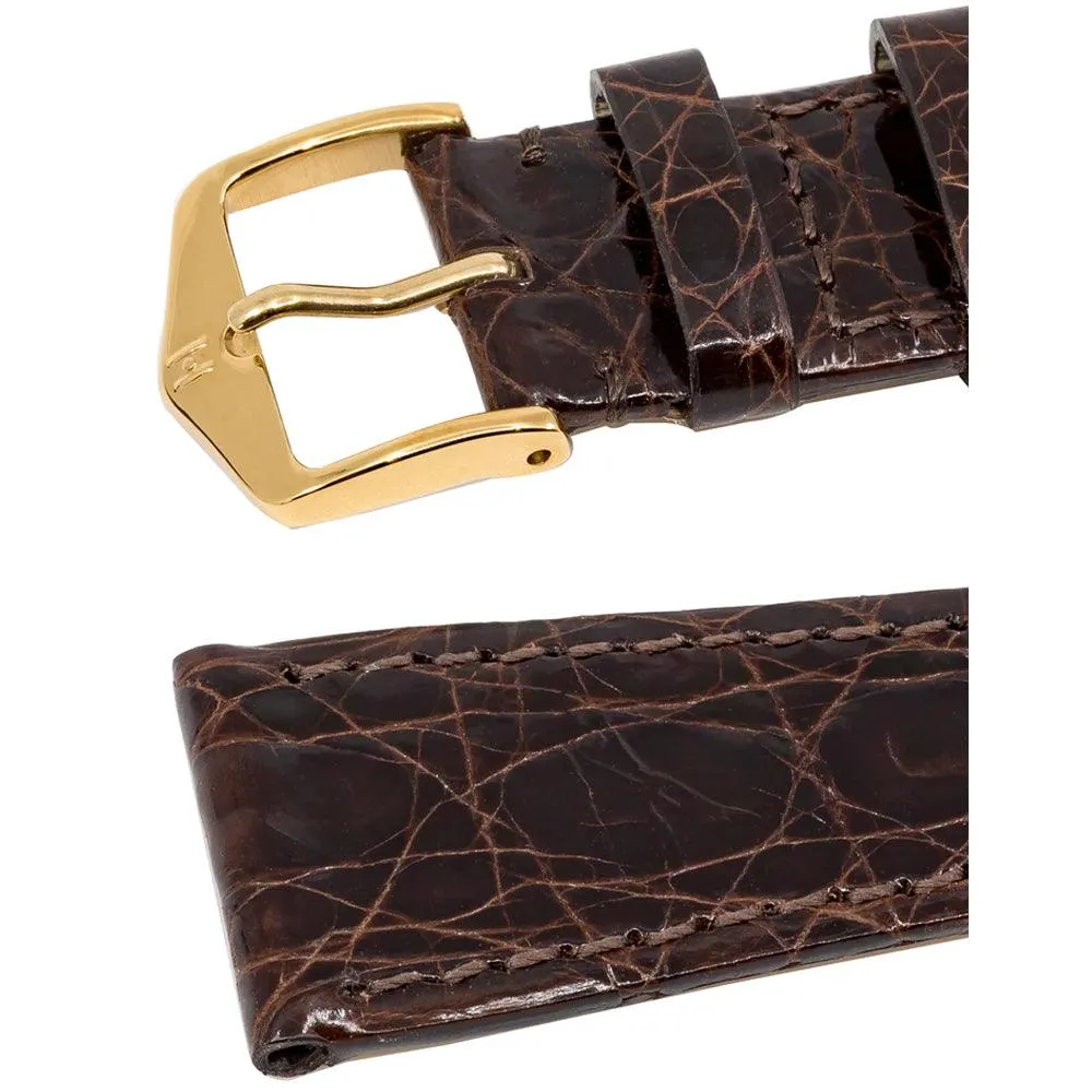 Hirsch GENUINE CROCO Leather Watch Strap (Gold Buckle)