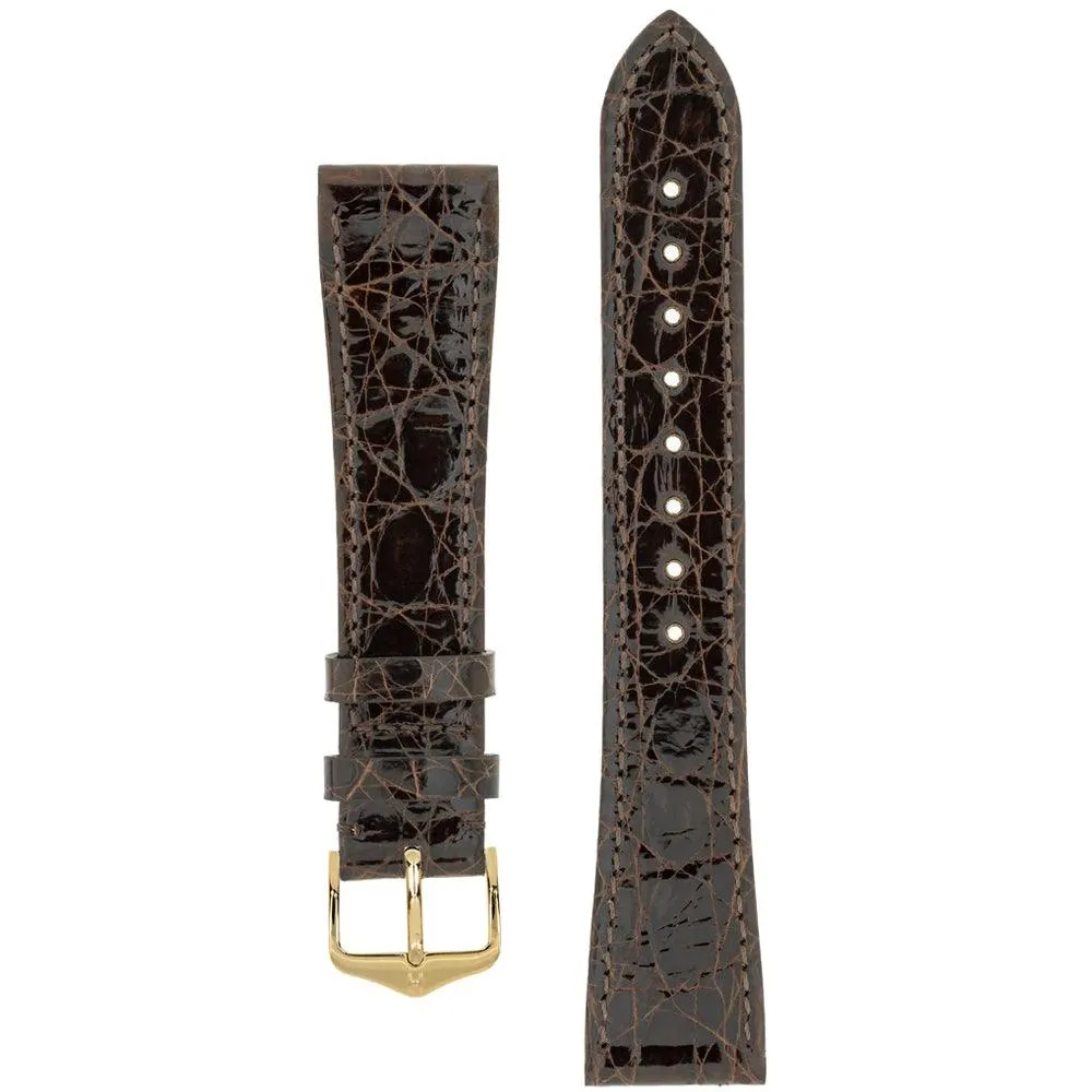 Hirsch GENUINE CROCO Leather Watch Strap (Gold Buckle)