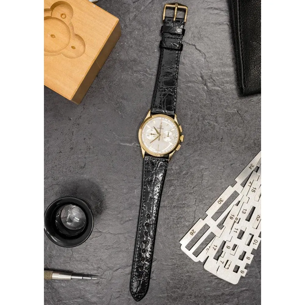 Hirsch GENUINE CROCO Leather Watch Strap (Gold Buckle)