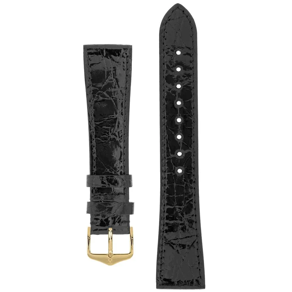 Hirsch GENUINE CROCO Leather Watch Strap (Gold Buckle)